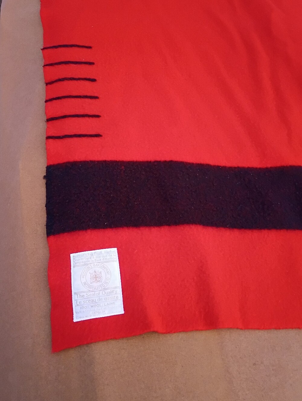 Hudson Bay 6 Point EUC Red Wool Blanket Queen Size